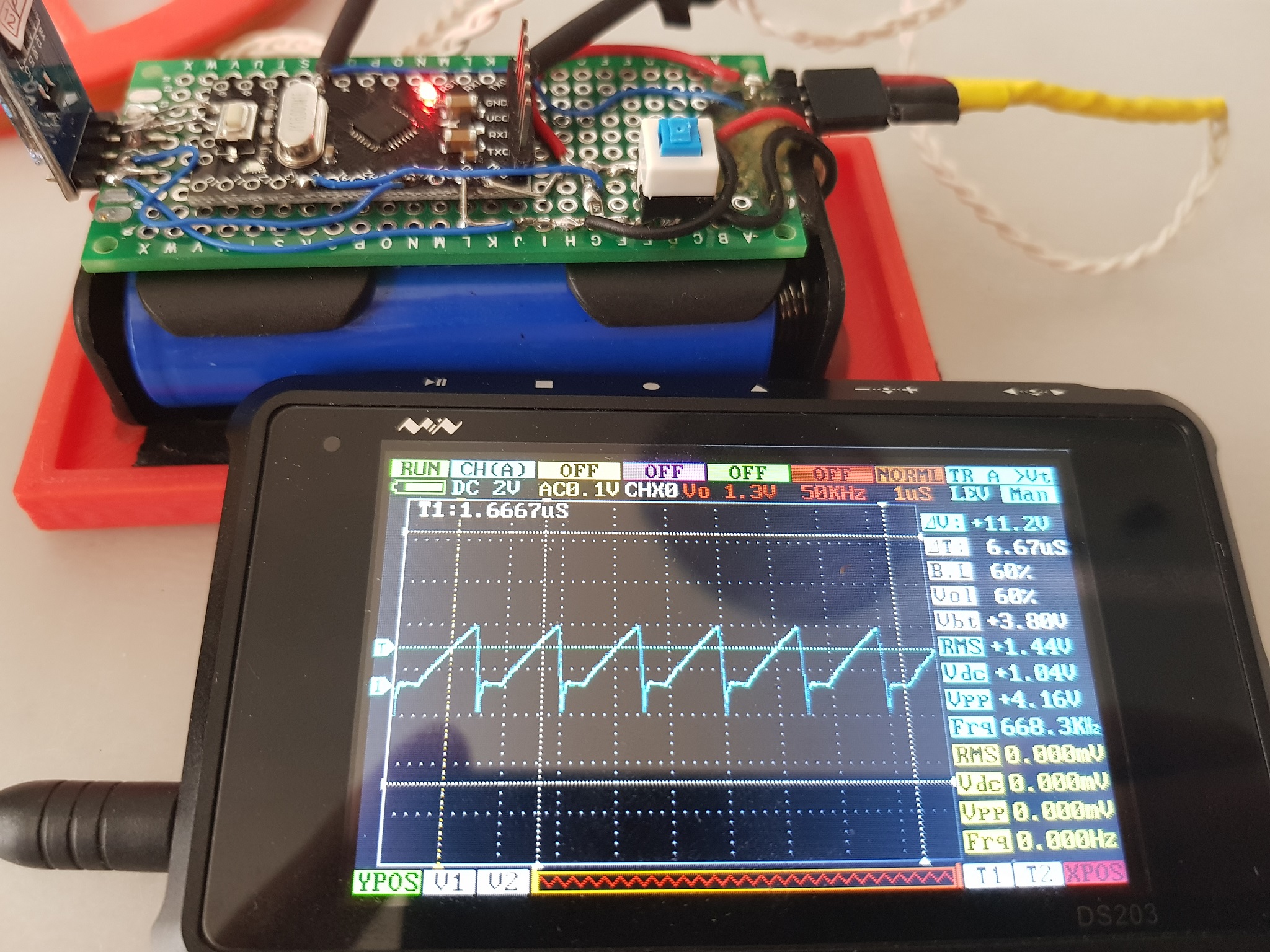 Signal generated by the search coil oscillator