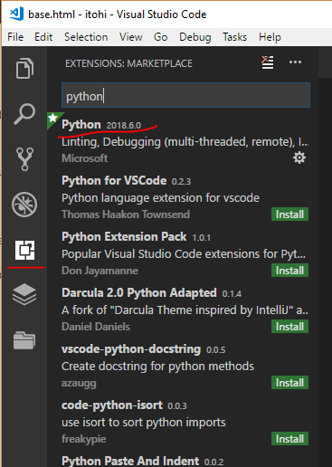 VSCode Extentions -&gt; Python